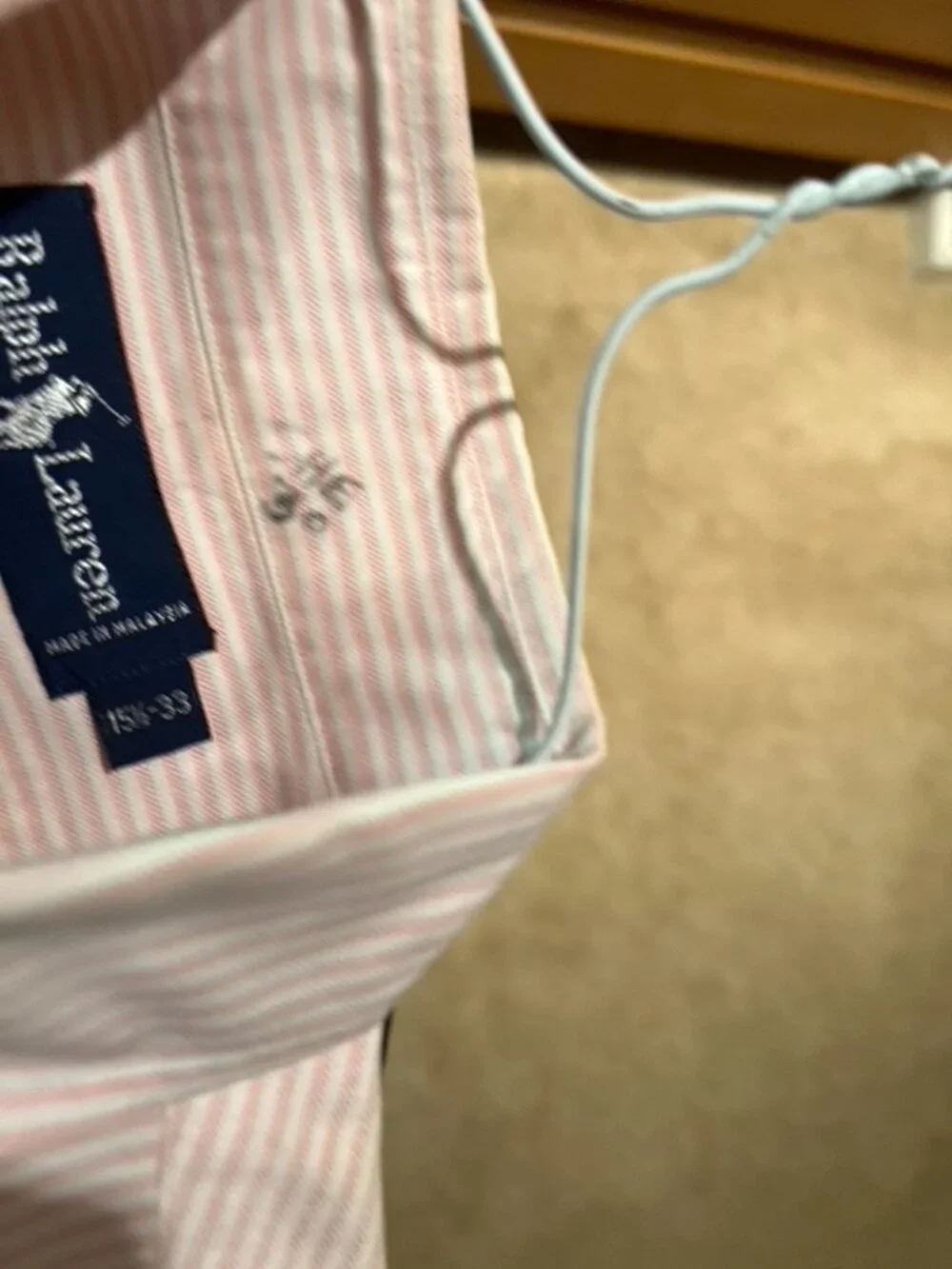 Ralph Lauren Polo 100% Cotton Dress Shirt Men’s 15 1/2 33 PINK STRIPES